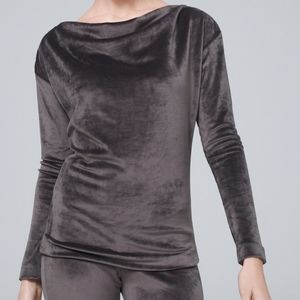 White House Black Market Velour Pullover Top in Asphalt, Women's Size Medium